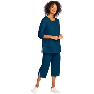 Woman Within Plus Size 2-Piece Striped French Terry Set(Navy Mini Stripe)