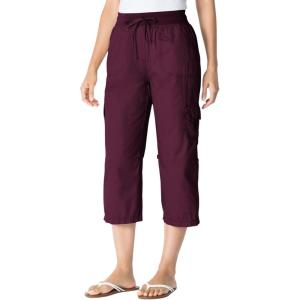 Woman Within Plus Size Convertible Length Cargo Capri/Bermuda(Deep Claret)