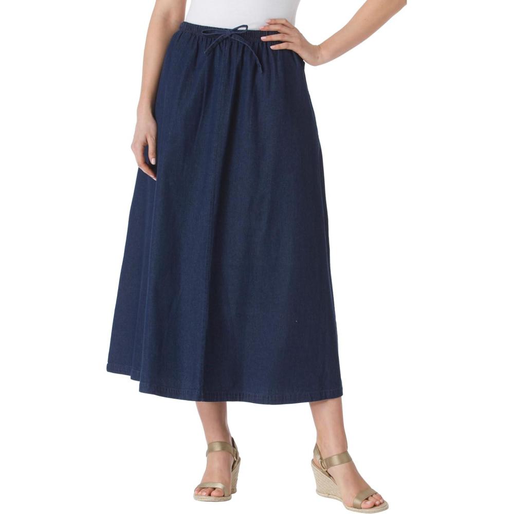 image:imageWoman Within Drawstring Denim SkirtIndigo