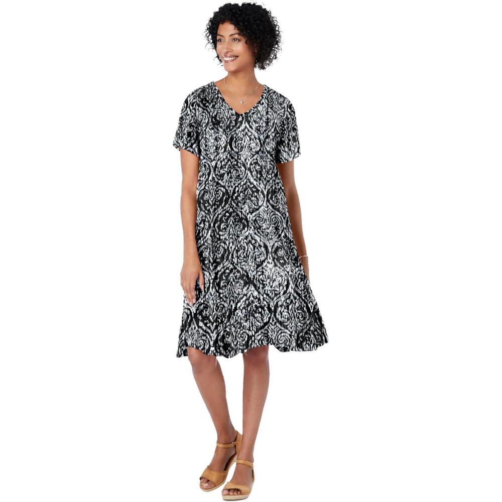 image:imageWoman Within Plus Size Short Crinkle DressBlack Ikat