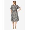 Woman Within Plus Size Short Crinkle Dress(Black Ikat)