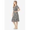 Woman Within Plus Size Short Crinkle Dress(Black Ikat)