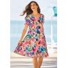 Woman Within Plus Size Short Crinkle Dress(Navy Patchwork)