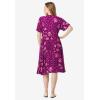 Woman Within Plus Size Short Crinkle Dress(Plum Purple Patch Floral)