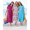 Woman Within Women’s Plus Size Button-Front Essential Dress – L, Paradise Blue Pretty Blossom Multicolored