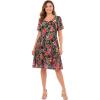 Woman Within Plus Size Short Crinkle Dress(Black Coral Paradise)