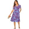 Woman Within Plus Size Short Crinkle Dress(Radiant Purple Floral)