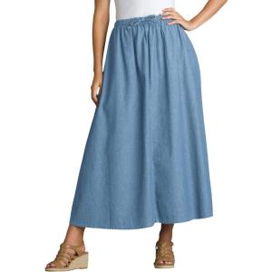 Woman Within Drawstring Denim Skirt(Light Wash)