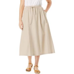 Woman Within Drawstring Denim Skirt(Natural Khaki)