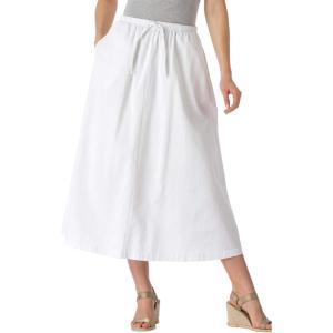 Woman Within Drawstring Denim Skirt(White)