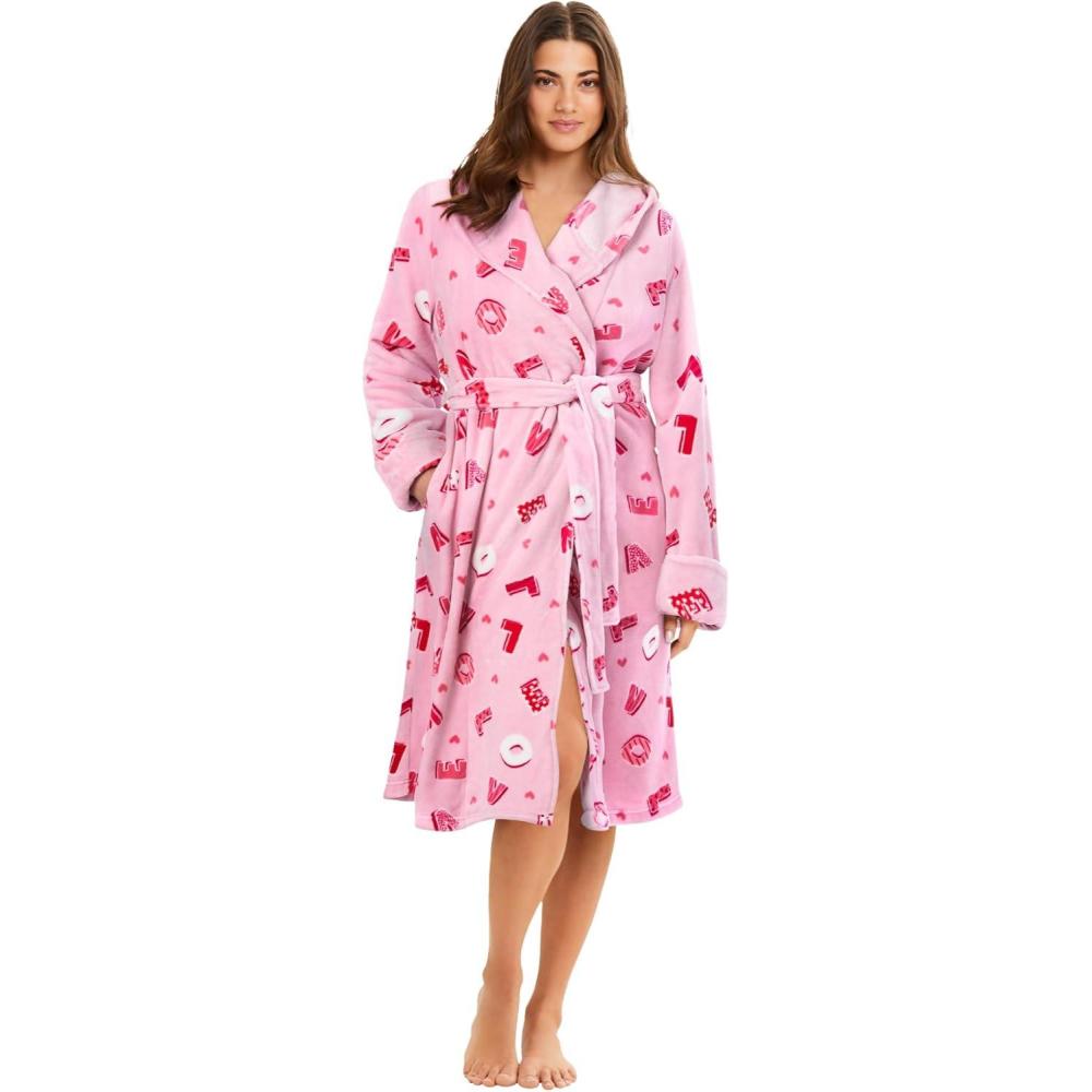 image:imageDreams amp Co Plus Size Plush Hooded Wrap Robe