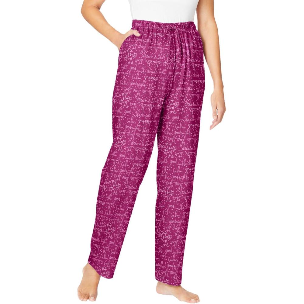 image:imageDreams amp Co Plus Size Knit Sleep PantRaspberry Stars