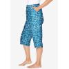 Dreams & Co. Plus Size Knit Sleep Capri(Deep Teal Hearts)