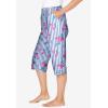 Dreams & Co. Plus Size Knit Sleep Capri(French Blue Floral Stripe)