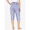 Dreams & Co. Plus Size Knit Sleep Capri(French Blue Floral Stripe)