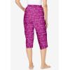 Dreams & Co. Plus Size Knit Sleep Capri(Raspberry Stars)