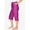 Dreams & Co. Plus Size Knit Sleep Capri(Raspberry Stars)