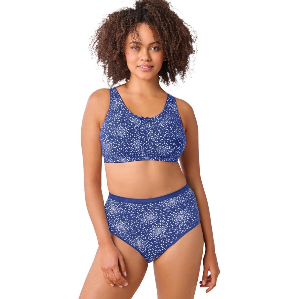image:imageComfort Choice Womens Plus Size Cotton BackClose Wireless BraUltra Blue Stars