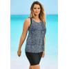 Swimsuits For All Swim 365 Women’s Plus Size Longer-Length High-Neck Racerback Tankini Top(Black White Leopard)