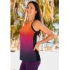 Swimsuits For All Swim 365 Women’s Plus Size Longer-Length High-Neck Racerback Tankini Top(Blackberry Tangerine Ombre)