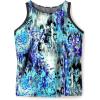 Swimsuits For All Swim 365 Women’s Plus Size Longer-Length High-Neck Racerback Tankini Top(Blue Abstract)