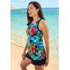 Swimsuits For All Swim 365 Women’s Plus Size Longer-Length High-Neck Racerback Tankini Top(Indigo Multi)