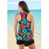 Swimsuits For All Swim 365 Women’s Plus Size Longer-Length High-Neck Racerback Tankini Top(Indigo Multi)
