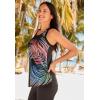 Swimsuits For All Swim 365 Women’s Plus Size Longer-Length High-Neck Racerback Tankini Top(Ombre Palm Placement)