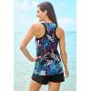 Swimsuits For All Swim 365 Women’s Plus Size Longer-Length High-Neck Racerback Tankini Top(Pink Textured Palm)