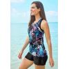 Swimsuits For All Swim 365 Women’s Plus Size Longer-Length High-Neck Racerback Tankini Top(Pink Textured Palm)