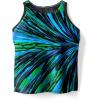 Swimsuits For All Swim 365 Women’s Plus Size Longer-Length High-Neck Racerback Tankini Top(Teal Sunburst)