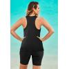 Swimsuits For All Swim 365 Women’s Plus Size Longer-Length High-Neck Racerback Tankini Top(Teal Sunburst)