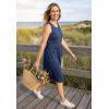 Woman Within Plus Size Button-Front Empire Sleeveless Knit Dress(Navy Polka Dots)