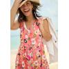 Woman Within Plus Size Button-Front Empire Sleeveless Knit Dress(Sweet Coral Multi Garden)