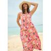 Woman Within Plus Size Button-Front Empire Sleeveless Knit Dress(Sweet Coral Multi Garden)