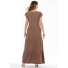 Woman Within Plus Size Texture Knit Tiered Flutter Sleeve Maxi Dress(Mocha Nude)
