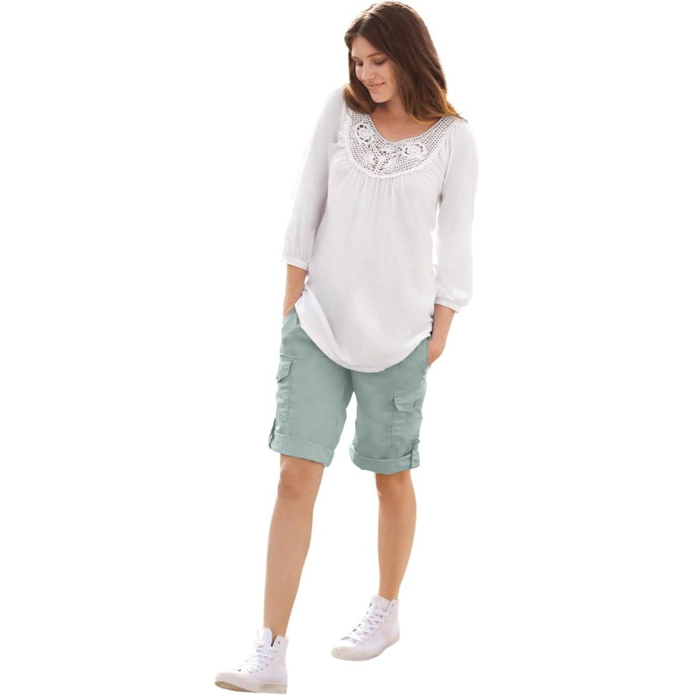 image:imageellos Plus Size MidRise Stretch Cotton Convertible Cargo Bermuda ShortsGrey Spruce