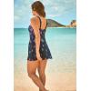 Swimsuits For All Swim 365 Women’s Plus Size Princess-Seam Bandeau Tummy Control A-Line Swim Dress(Black Ombre Butterfly)