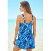 Swimsuits For All Swim 365 Women’s Plus Size Princess-Seam Bandeau Tummy Control A-Line Swim Dress(Blue Bias Animal)