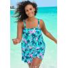 Swimsuits For All Swim 365 Women’s Plus Size Princess-Seam Bandeau Tummy Control A-Line Swim Dress(Mediterranean Floral)