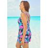 Swimsuits For All Swim 365 Women’s Plus Size Princess-Seam Bandeau Tummy Control A-Line Swim Dress(Paradise Floral)