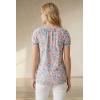 ellos Plus Size A-Line Scoop Neck Ruffle Trim 100% Cotton Cambric Peasant Blouse(Multi Ditsy Floral)