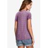 ellos Plus Size A-Line Scoop Neck Ruffle Trim 100% Cotton Cambric Peasant Blouse(Violet Haze White Print)