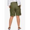 ellos Plus Size Mid-Rise Stretch Cotton Convertible Cargo Bermuda Shorts(Dark Basil)