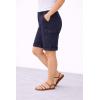 ellos Plus Size Mid-Rise Stretch Cotton Convertible Cargo Bermuda Shorts(Navy)