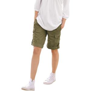 ellos Plus Size Mid-Rise Stretch Cotton Convertible Cargo Bermuda Shorts(Dark Basil)