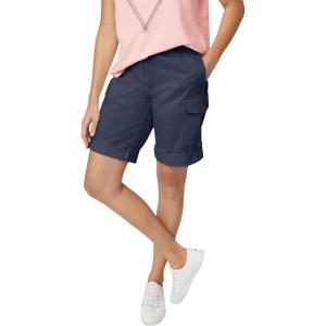 ellos Plus Size Mid-Rise Stretch Cotton Convertible Cargo Bermuda Shorts(Navy)