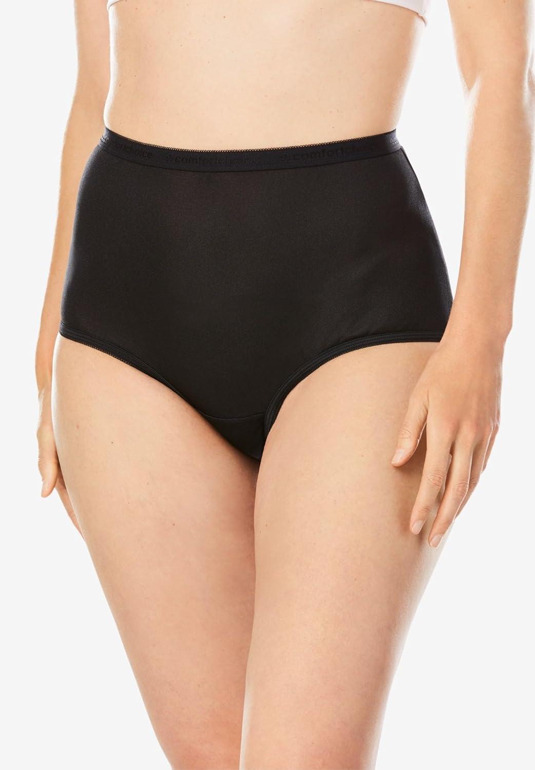 image:imageComfort Choice Plus Size 5Pack TagFree Full Coverage Cotton BriefBlack Pack