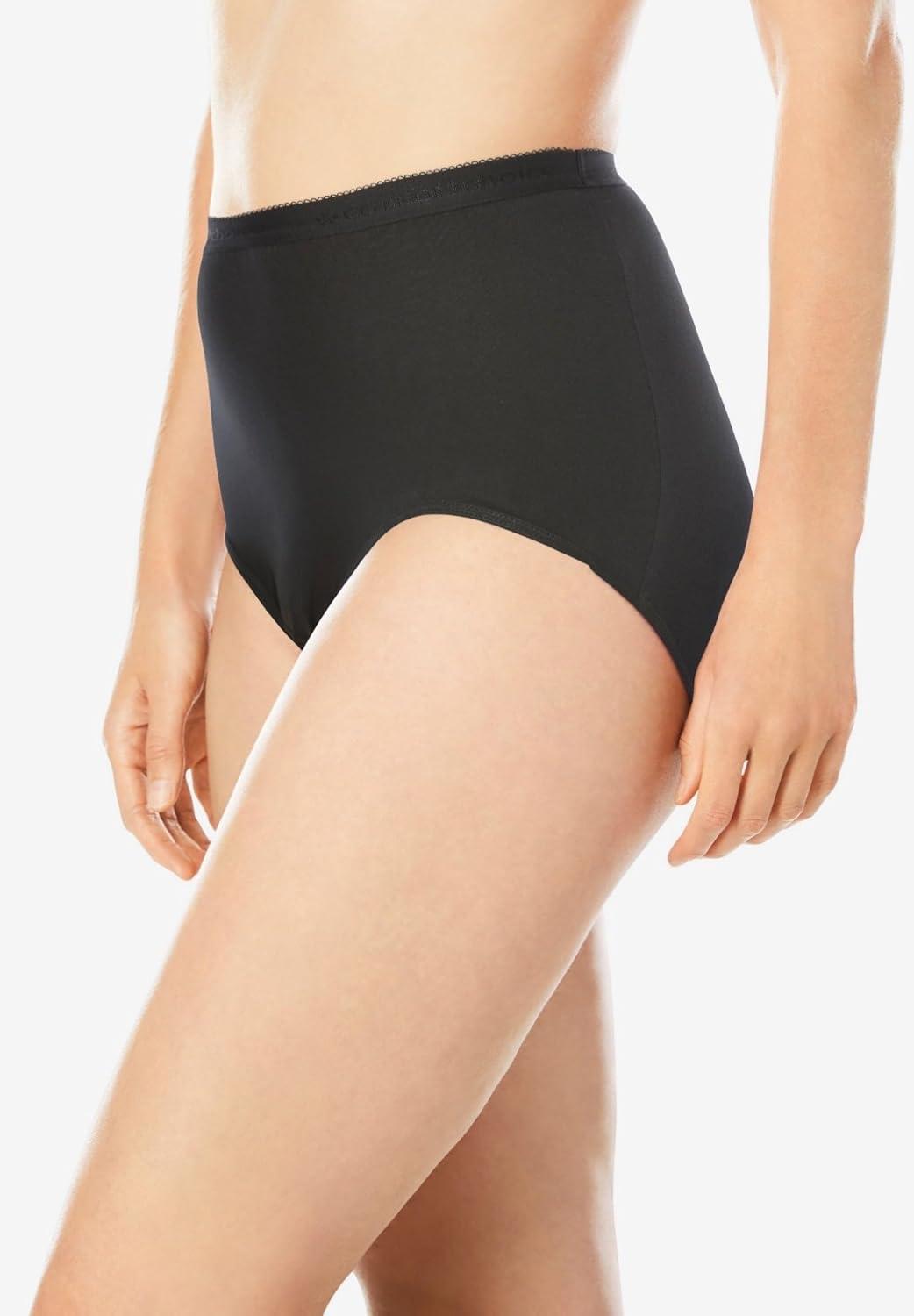 image:imageComfort Choice Plus Size 5Pack TagFree Full Coverage Cotton BriefBlack Pack