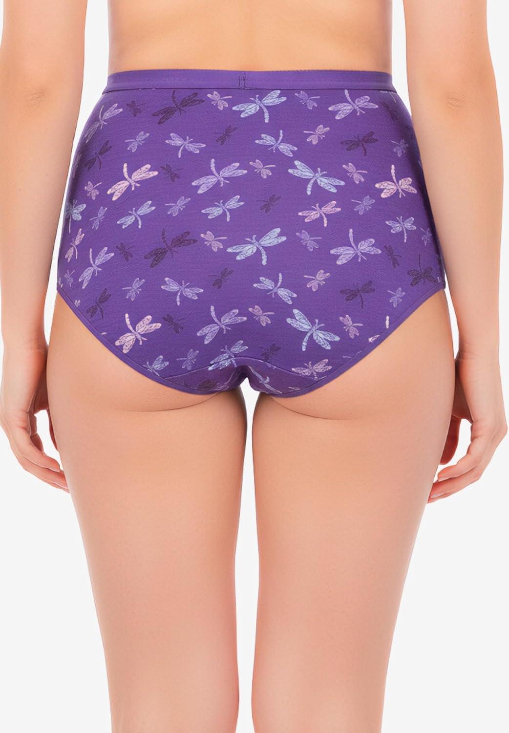 image:imageComfort Choice Plus Size 5Pack TagFree Full Coverage Cotton BriefDragonfly Floral Pack